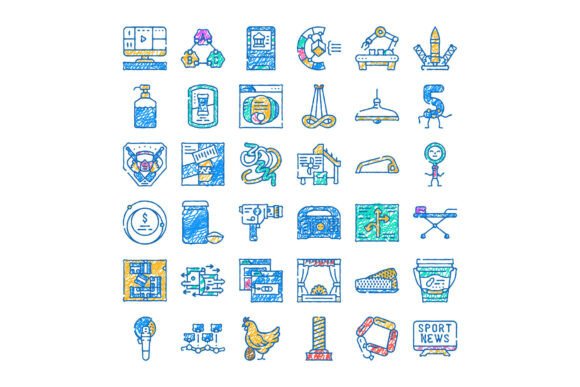 Download Scribble Style Colorful Abstract Icons C - Scribble Collection
