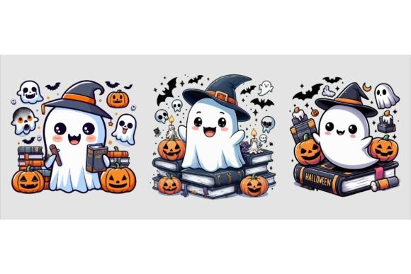 Download Freebie Cute Ghost with Books SVG Bundle - Cute ghost with books Collection