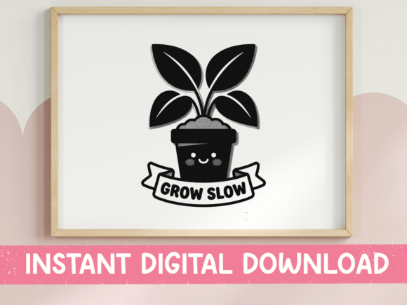 Download Grow Slow Kawaii Potted Plant Banner - Potted plant Collection