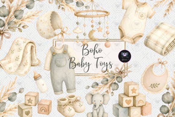 Download Boho Baby Toys Clipart - Premium Bundle