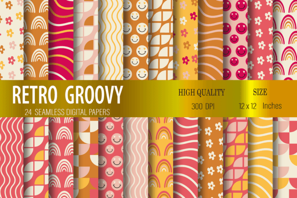 Download Groovy Digital Papers, Retro Patterns - Premium Resources