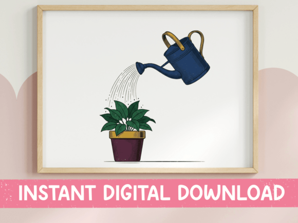 Download Watering Can and Potted Plant Design - Potted plant Collection