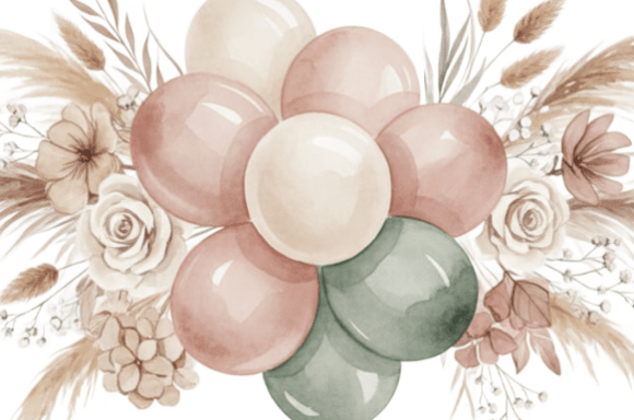Download Boho Watercolor Balloon Floral Arrangeme - Premium Resources